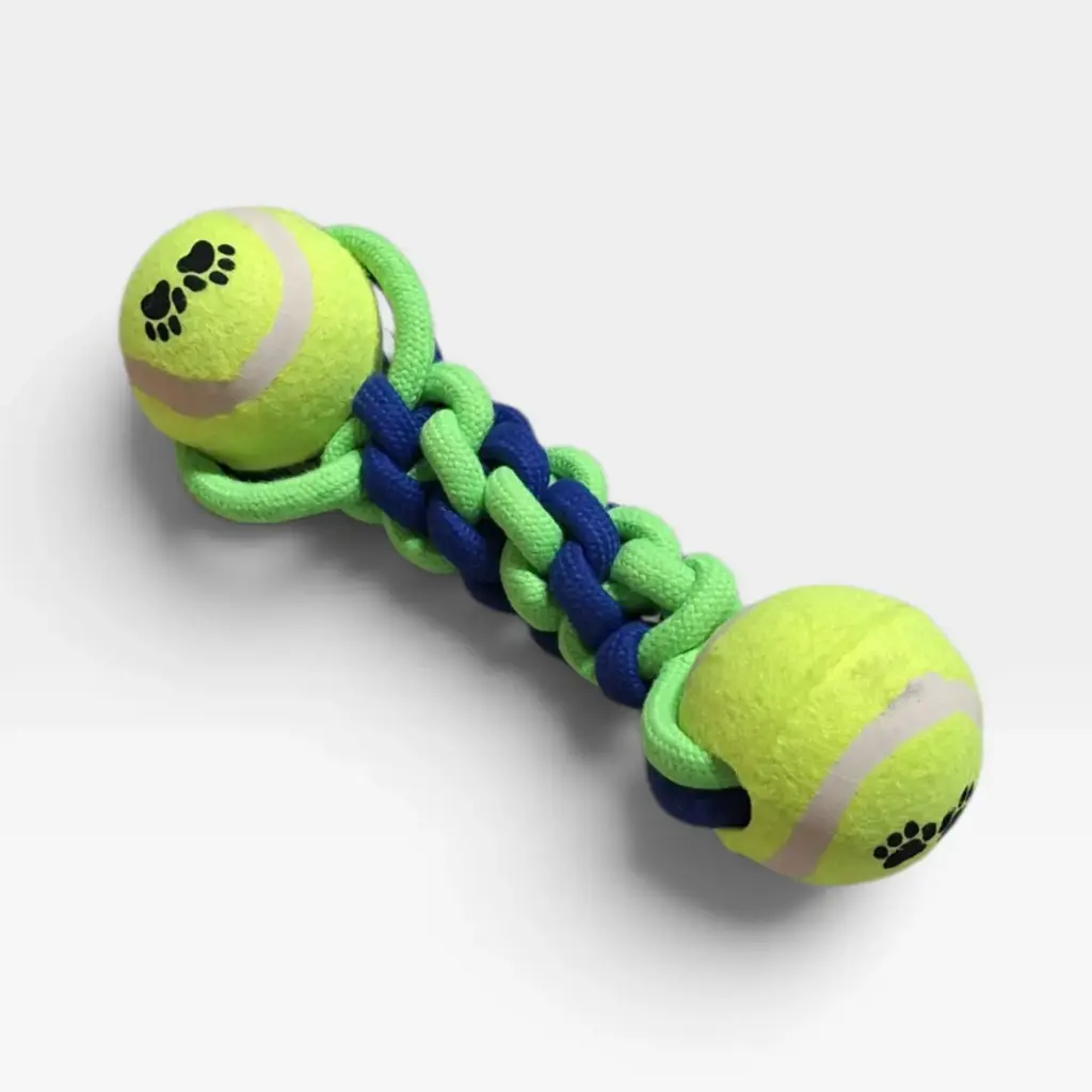 MANCUERNA DE SOGA TRENZADA C/2 PELOTAS DE TENIS