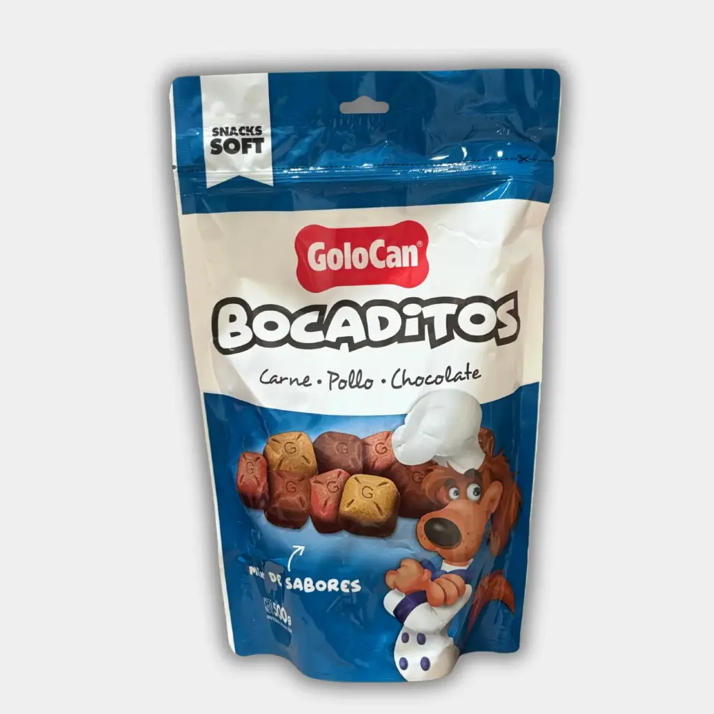 BOCADITOS FINOS GOLOCAN CARNE/POLLO/CHOCOLATE X500G